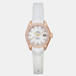 Omega White 18K Rose Gold Seamaster Aqua Terra 231.58.30.20.55.001 Automatic Women's Wristwatch 30mm 1099091