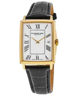 Raymond Weil Toccata Classic Quartz White Dial Black Leather Strap Men's Watch 5425-pc-00300
