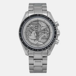Omega Silver Stainless Steel Speedmaster Apollo XVII Manual Winding Men's Wristwatch 1099275