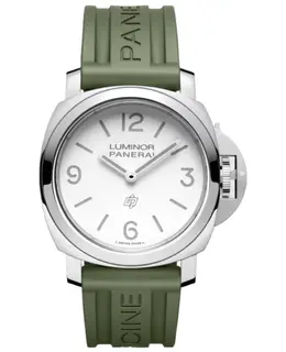 Panerai Luminor Base Logo Manual Winding White Dial Rubber Strap Men's Watch pam01087