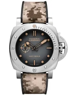 Panerai Submersible 3 Days Automatic Titanio QuarantaQuattro Navy SEALs Black Dial Fabric Strap Men's Watch pam01518