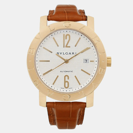Bulgari White 18k Yellow Gold Diagono XL BB42GL Automatic Men's Wristwatch 42mm 1099200