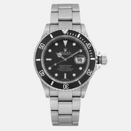 Rolex Black Stainless Steel Submariner 16610 Automatic Men's Wristwatch