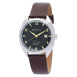 Bulova Fly Me To The Moon Automatic Black Dial Mens Watch 96b348
