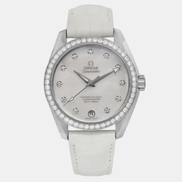 Omega White Stainless Steel Diamond Seamaster Aqua Terra 231.18.39.21.55.001 Automatic Women's Wristwatch 38mm 1099162