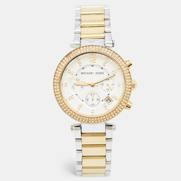 Michael Kors MK5626 Silver White Dial Two-Tone Stainless Steel Parker Women's Wristwatch 39 mm