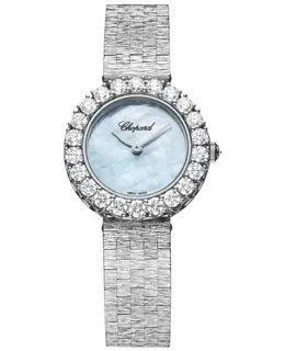 Chopard L'Heure Du Diamant Round Small Manual Winding Blue Mother of Pearl Dial Diamond Bezel 18K White Gold Women's Watch 10a178-1314