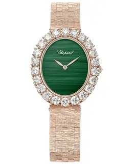 Chopard L'Heure Du Diamant Oval Medium Automatic Green Dial Diamond Bezel 18K Rose Gold Women's Watch 10a384-5111