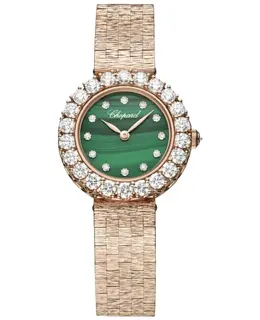 Chopard L'Heure Du Diamant Round Small Manual Winding Green Dial Diamond Bezel 18K Rose Gold Women's Watch 10a178-5321