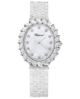 Chopard L'Heure Du Diamant Oval Automatic Mother of Pearl Dial Diamond Bezel 18K White Gold Women's Watch 10a326-1106
