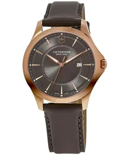 Victorinox Swiss Army Alliance Quartz Grey Dial Leather Strap Men's Watch 241908