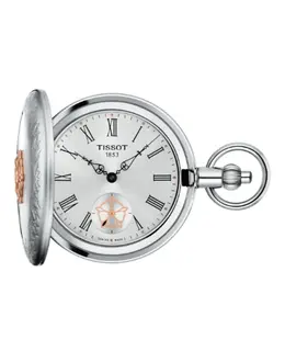 Brand New Authentic Tissot Savonnette Mechanical Manual Winding Silver Dial Palladium Plated Brass Men's Fashion Pocket Watch t865.405.99.038.01