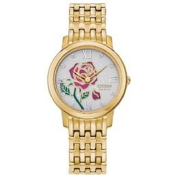 Женские золотые часы из нержавеющей стали Disney's Beauty & the Beast Belle от Citizen Eco-Drive, цвет Gold Tone 49686603 | gold tone