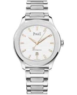 Brand New Authentic Piaget Polo Date Automatic White Diamond Dial Steel Women's Watch g0a50028