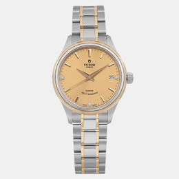 Tudor Champagne Diamond Yellow Gold Stainless Steel Style 12303-0004 Automatic Women's Wristwatch