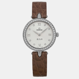 Omega Silver Diamond Stainless Steel De Ville Prestige 424.18.27.60.52.001 Quartz Women's Wristwatch 27 mm 1102937