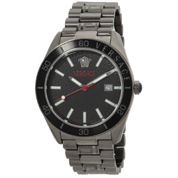 Versace V-Dome Quartz Black Guilloche Dial Mens Watch ve8e00724