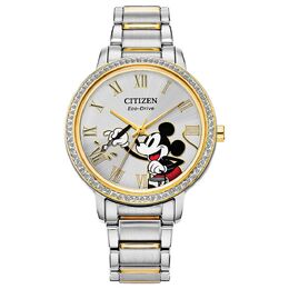 Женские двухцветные часы из нержавеющей стали Disney's Mickey Mouse от Citizen Eco-Drive, цвет Two Tone 78276284 | two tone