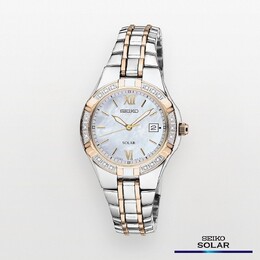 Женские двухцветные часы Seiko с солнечной батареей из нержавеющей стали — SUT068, цвет Silver Tone 93233507 | silver tone