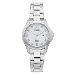 Женские часы Citizen из нержавеющей стали с кристаллами - EU6080-58D, цвет Silver Tone 82657773 | silver tone