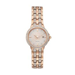 Женские часы Citizen Eco-Drive из нержавеющей стали с силуэтом и кристаллами - EW2348-56A, цвет Rose Gold Tone 76666228 | rose gold tone