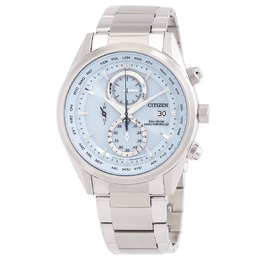 Citizen AT8260-51M Men's Watch - Silver Stainless Steel, World Time and Chronograph Functions
