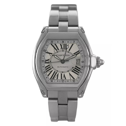 Pre-owned Cartier Roadster Mens Automatic Silver Dial Watch W62032X6