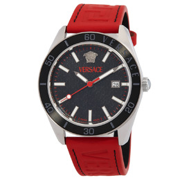 Versace V-Dome Mens Black Dial Quartz Watch VE8E00124
