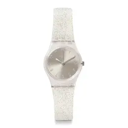 Серебряные часы glistar Too с белым силиконовым ремешком Swatch 7610522784239 | blanco