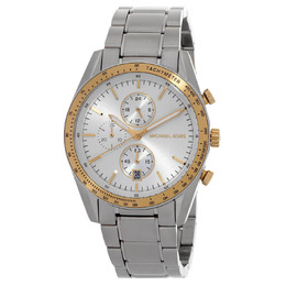 Michael Kors Men's Warren Chronograph White Dial Watch with Gold Tone Elements