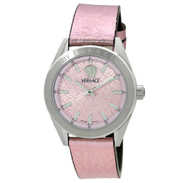 Versace V-Code Quartz Pink Dial Ladies Watch VE8I00124