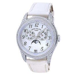 Pre-owned Patek Philippe Complications Annual Calendar Automatic Moon Phase Diamond Watch 4937G