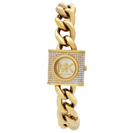 Michael Kors MK4711 Chain Lock Quartz Crystal Gold Dial Ladies Watch