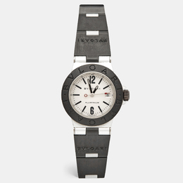 Bulgari Silver Two-Tone Aluminum Rubber Diagono AL29TA Women's Wristwatch 29 mm 1106840