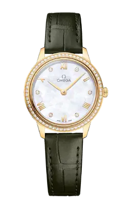 Часы Omega De ville prestige quartz из желтого золота с бриллиантами 27,5 мм 434.58.28.60.55.002