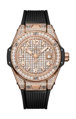 Часы Hublot Big Bang one click king gold full pavè 33 мм 485.ox.9000.rx.1604