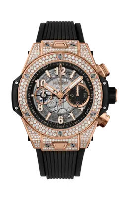 Часы Hublot Unico king gold pave из розового золота с бриллиантами 45 мм 421.ox.1180.rx.1704