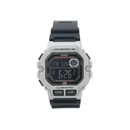 Часы Casio Stylish Quartz Movement 47.2*44.5*13.4mm Resin Strap Watch Black Silver Unisex Mens, черный ws-1400h-1bvd | blacksilver