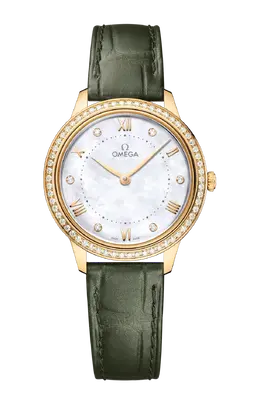 Часы Omega De ville prestige quartz из желтого золота с бриллиантами 30 мм 434.58.30.60.55.002