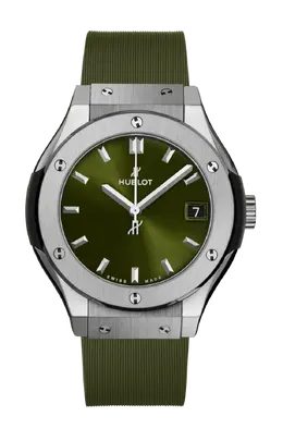 Часы Hublot Classic fusion titanium зеленые 33 мм 581.nx.8970.rx