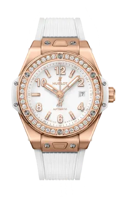 Часы Hublot Big bang one click king gold с белыми бриллиантами 33 мм 485.oe.2080.rw.1204