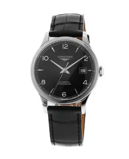 Longines Record Automatic Black Dial Leather Strap Men's Watch l2.820.4.56.2