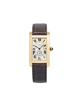 Pre-owned Cartier Tank Americaine 24mm watch with yellow gold strap and Roman numeral dial