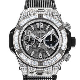 Pre-owned Hublot Big Bang Unico Chronograph Automatic Diamond Black Dial Mens Watch 421.nx.1170.rx.0904