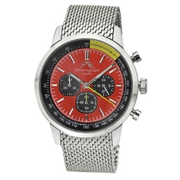 Porsamo Bleu Simon Chronograph Men's Watch - Quartz Movement Red Dial 44mm