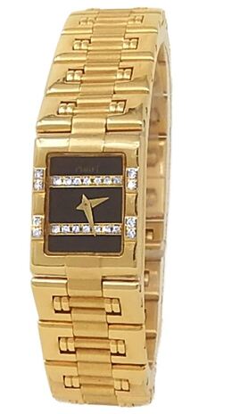 Pre-owned Piaget Dancer 15227K81: Quartz Diamond Black Dial Ladies Watch