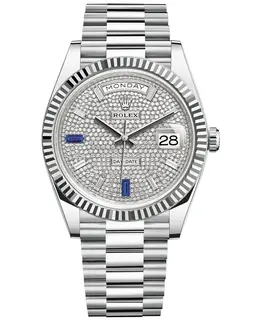 Rolex Day-Date 40 Platinum Diamond Paved Dial With Sapphire Bezel Men's Watch Model M228236-0009