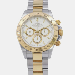 Rolex White Dial 18k Yellow Gold and Stainless Steel Cosmograph Daytona Automatic Men's Watch Ref. 111110