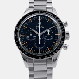 Omega Black Stainless Steel Speedmaster Manual Winding Men's Watch 39mm Ref. 1111093