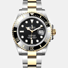 Rolex Black 18K Yellow Gold Stainless Steel Submariner LN Automatic Men's Wristwatch Reference: 1110823